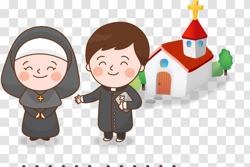 Cartoon Child Illustration - Professional - Church Priests Nuns Transparent PNG