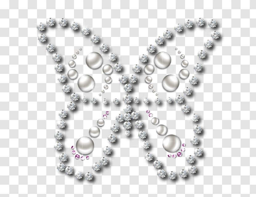 Pearl Butterfly Imitation Gemstones & Rhinestones Necklace - Brilliant Transparent PNG