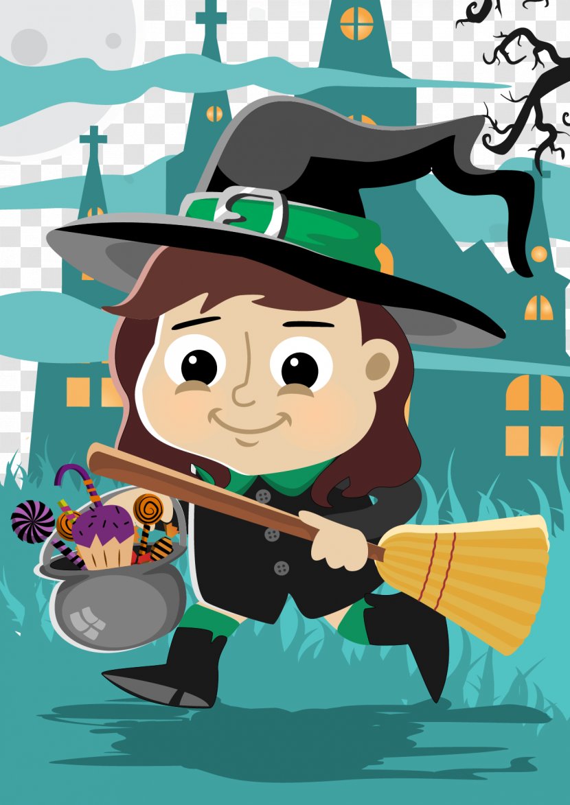 Halloween Boszorkxe1ny Euclidean Vector Disguise - Witch Transparent PNG