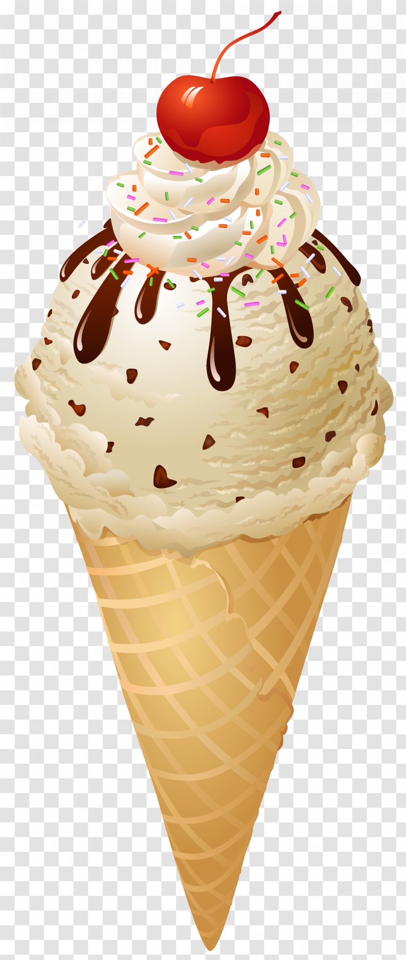 Ice Cream Cone Chocolate Sundae - Sprinkles - Fancy Vanilla Cones Free Matting Transparent PNG