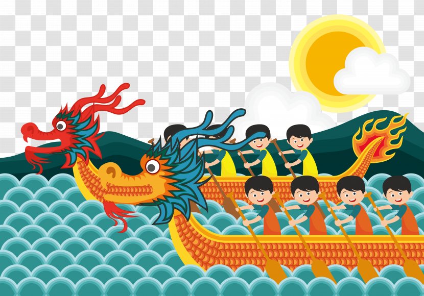 Zongzi Dragon Boat Festival Cartoon Illustration - Art - Young Man With A Transparent PNG