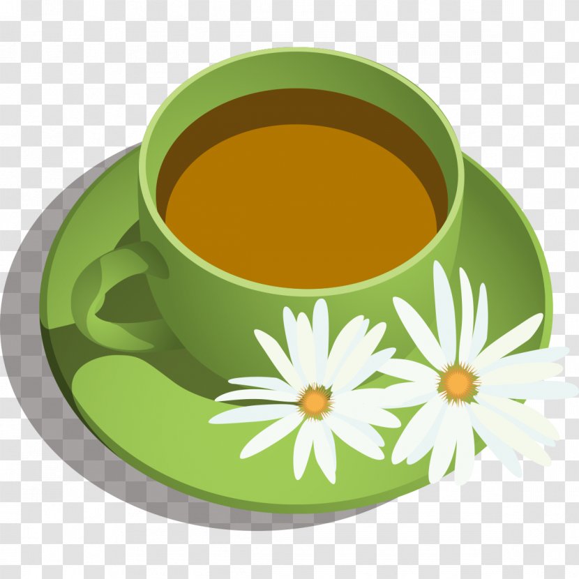 Coffee Cup Cafe Dandelion - Green Transparent PNG