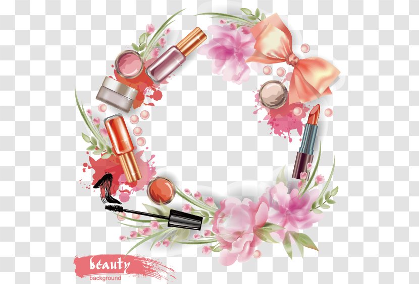 Cosmetics Drawing - Wreath - Women Supplies Vector Transparent PNG