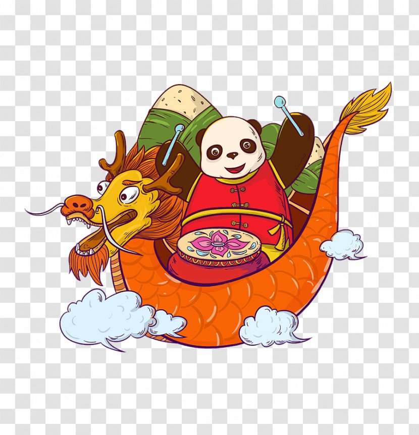 Drum Cartoon Dragon Boat - Flower - Panda Drums Transparent PNG