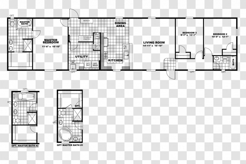 Floor Plan Manufactured Housing House Mobile Home - Area Transparent PNG