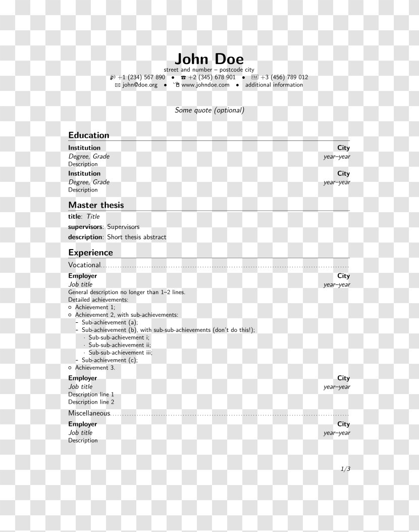 Résumé Template Form Legal Release Curriculum Vitae - CV TEMPLATE Transparent PNG