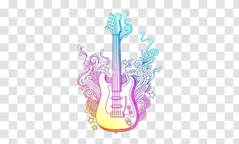 Guitar Drawing Illustration - Royaltyfree - Colorful Transparent PNG