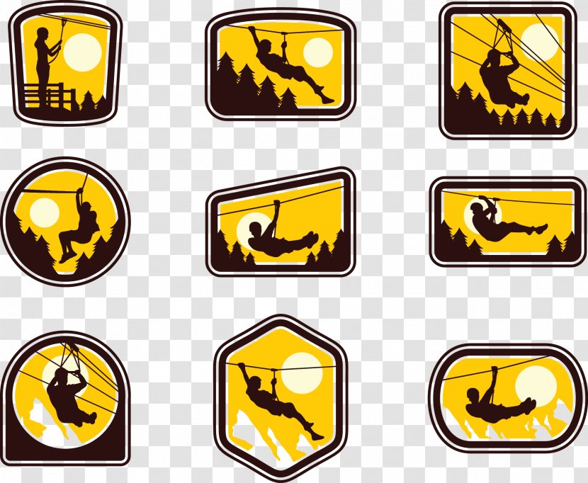 Zip-line Wire Icon - Yellow - Vector Strop Transparent PNG