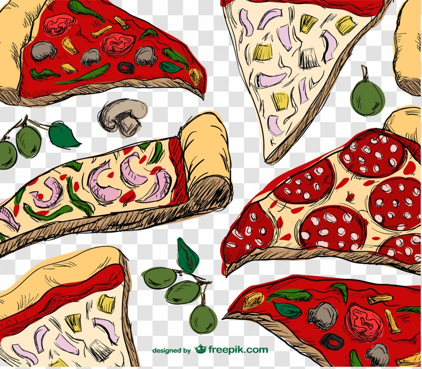 Pizza Italian Cuisine Fast Food Drawing - Textile - Painted Delicious Transparent PNG