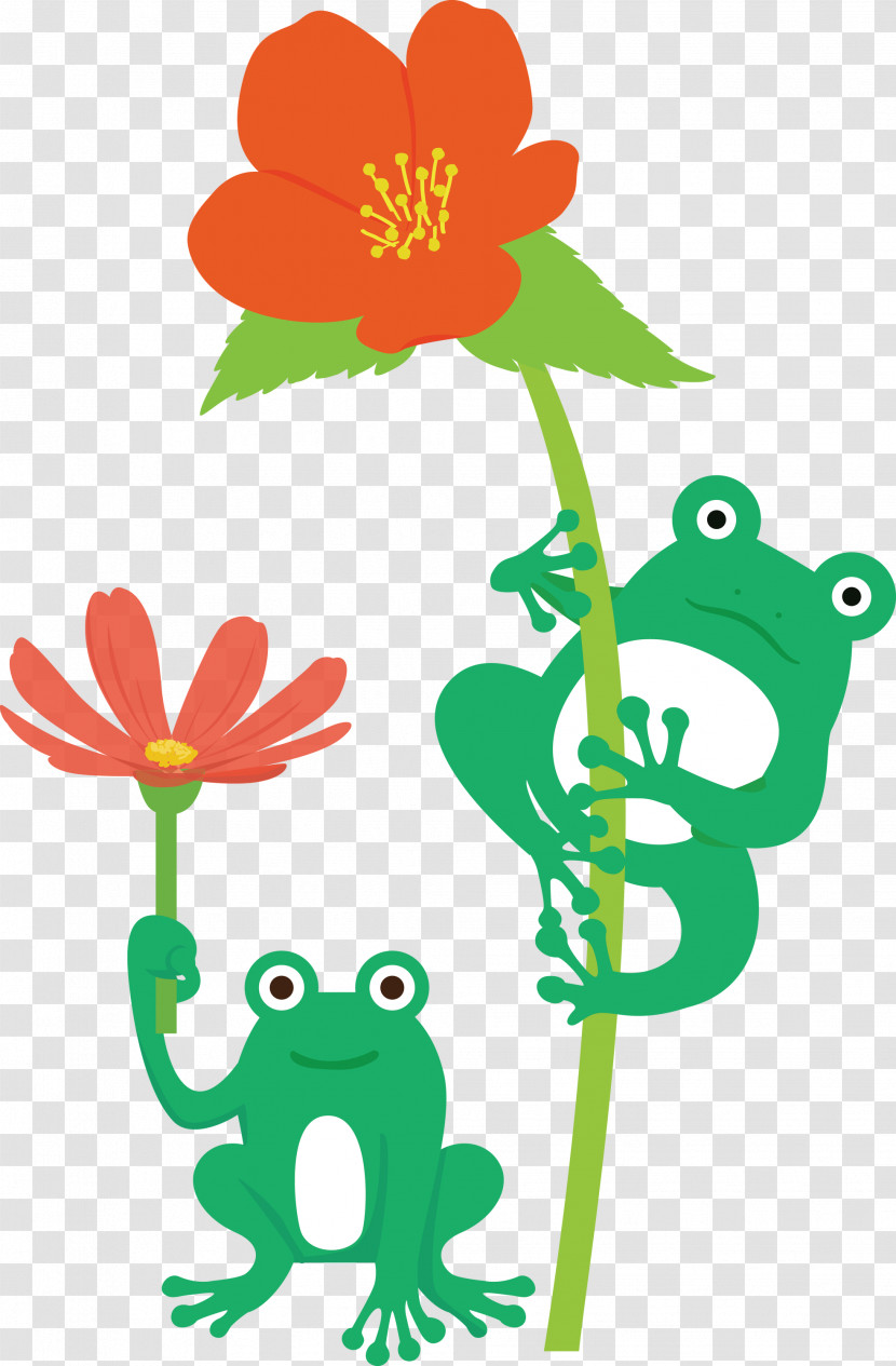 Flower Tree Frog Frogs Cartoon Green Transparent PNG