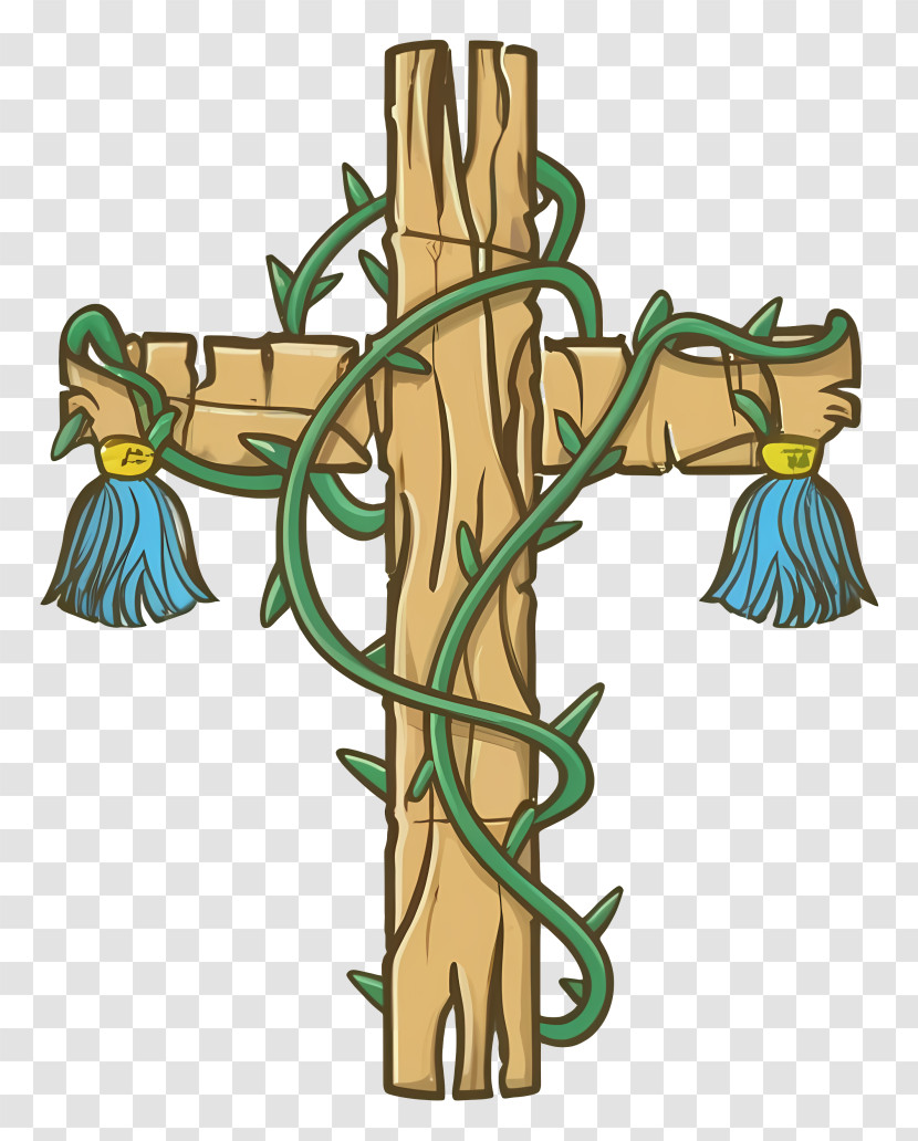 Wooden Cross - Decorative Wooden Cross Wrapped With Vines Transparent PNG