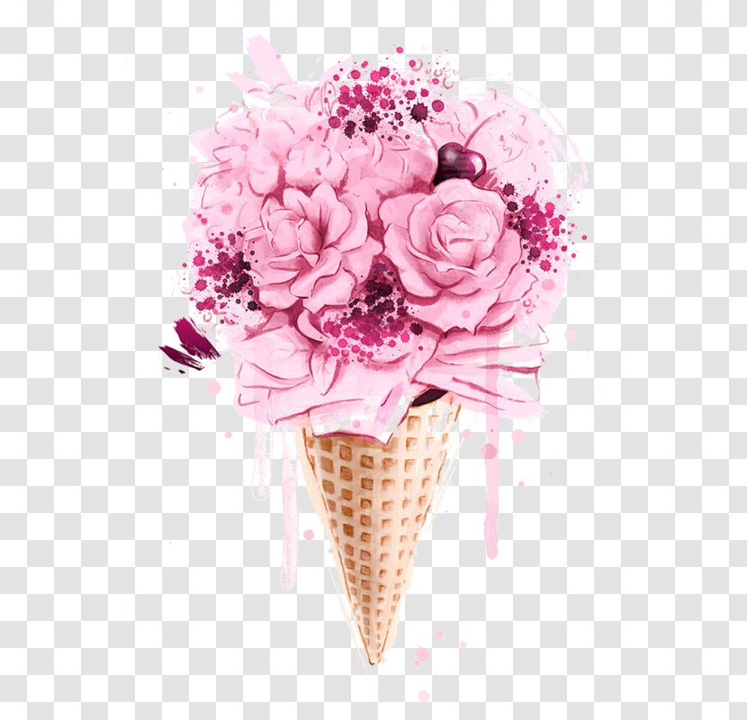 Ice Cream Iced Coffee Flower Bouquet Milk - Drawing - Subshrubby Peony Transparent PNG