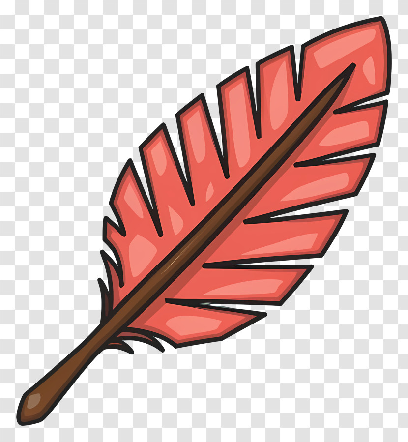 Red Feather - Red Decorative Feather In Stylized Design Transparent PNG
