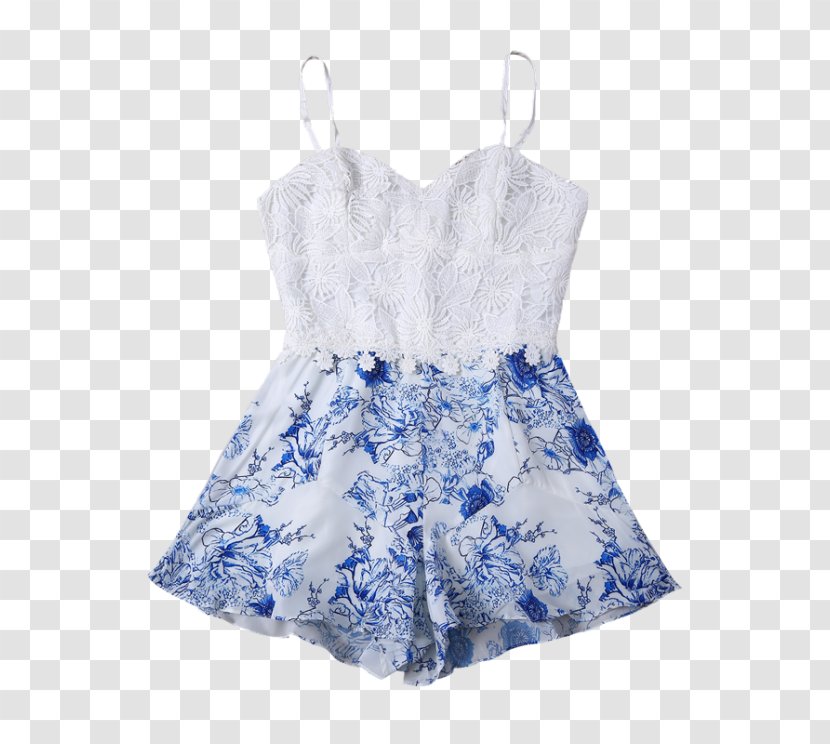 Romper Suit Dress Blue Clothing Jumpsuit - Waist - Watercolor Flower Transparent PNG