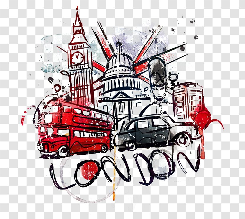 Big Ben Cartoon Illustration - London Watercolor Transparent PNG