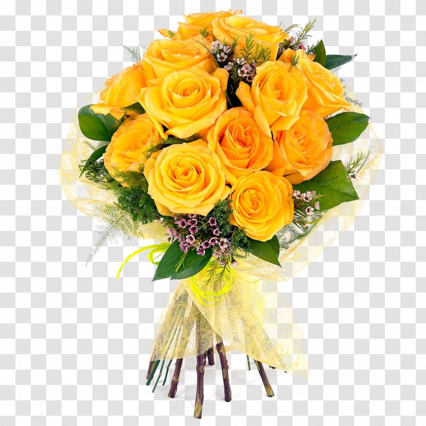 Flower Bouquet Cut Flowers Rose Floral Design - Yellow - Of Transparent PNG