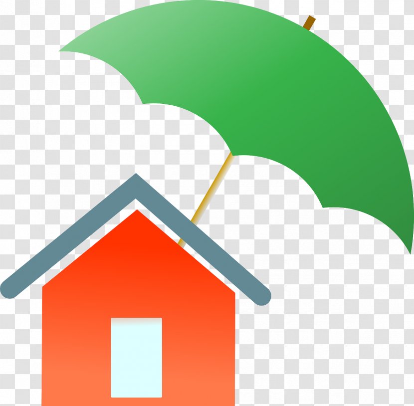 Home Insurance Liability Clip Art - Red House Green Umbrella Transparent PNG