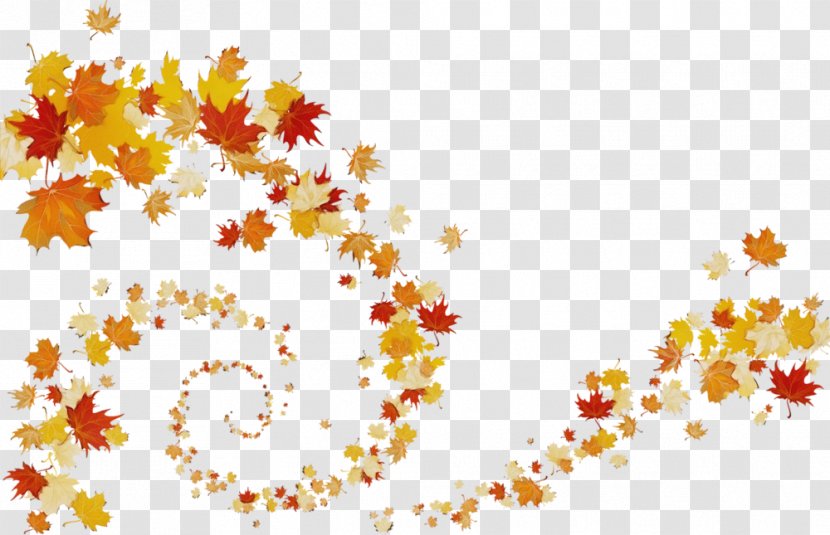 Autumn Leaf Drawing - Wet Ink - Yellow Watercolor Painting Transparent PNG