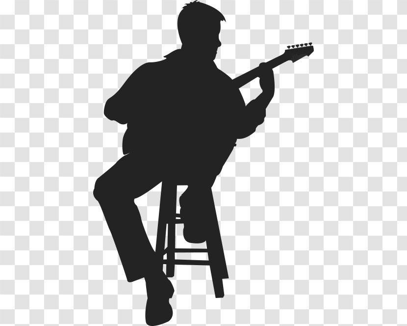 Clip Art Image Silhouette Vector Graphics Lady - Woman - Seated Guitarist Transparent PNG