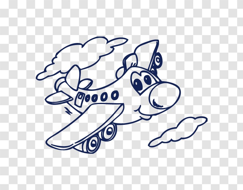 Airplane Drawing Coloring Book Caricature Clip Art Transparent PNG
