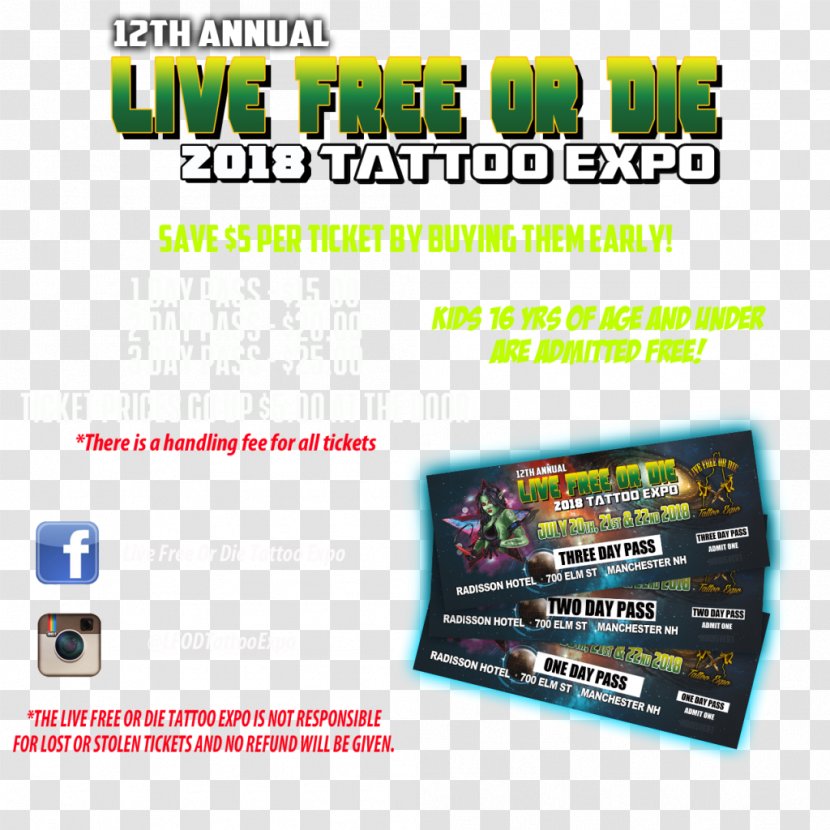 12th Annual Live Free Or Die Tattoo Expo In Manchester Removal Prison Tattooing - Ticket Transparent PNG