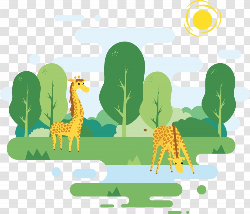 Giraffe Illustration - Visual Design Elements And Principles - Vector Green Lake Transparent PNG