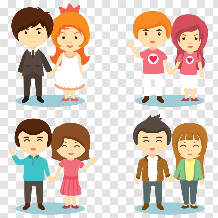 Couple Cartoon Clip Art - Significant Other - Holding Hands Vector Material Transparent PNG