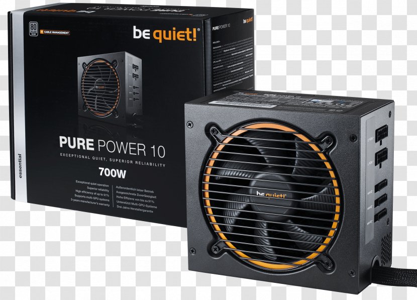 Power Supply Unit BeQuiet Be Quiet! Pure 10 ATX12V/EPS12V BN270 80 Plus Converters Transparent PNG