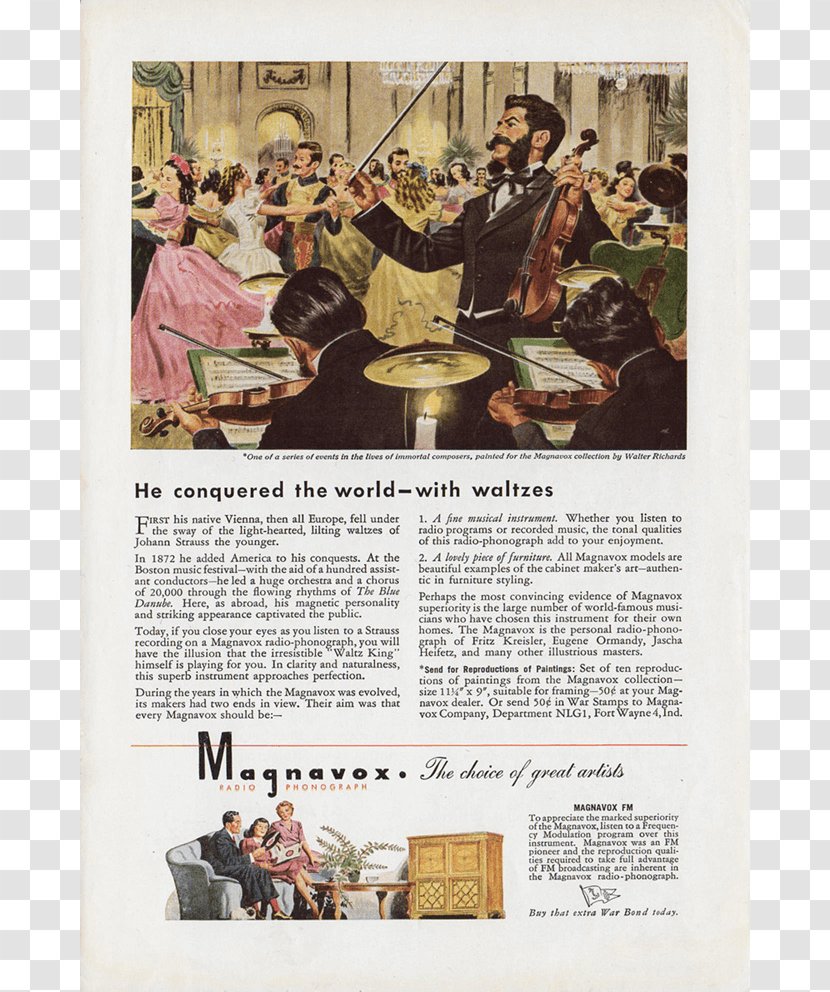 Magnavox Astro Sonic Radio Advertising Poster - Wurlitzer Electric Piano Transparent PNG