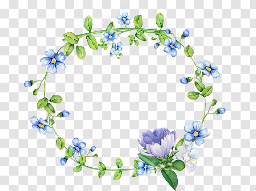 Blue Flowers Wreath Border - Rectangle - Floristry Transparent PNG