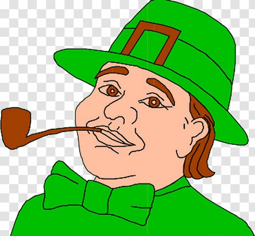Ireland Leprechaun Saint Patrick's Day Clip Art - Flower - Cartoon Smoking Man Transparent PNG
