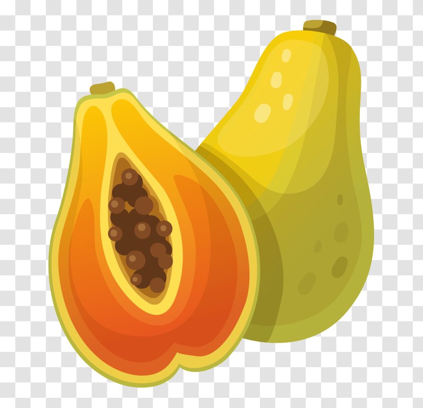 Cartoon Papaya Illustration - Food - Fruit,pear Transparent PNG
