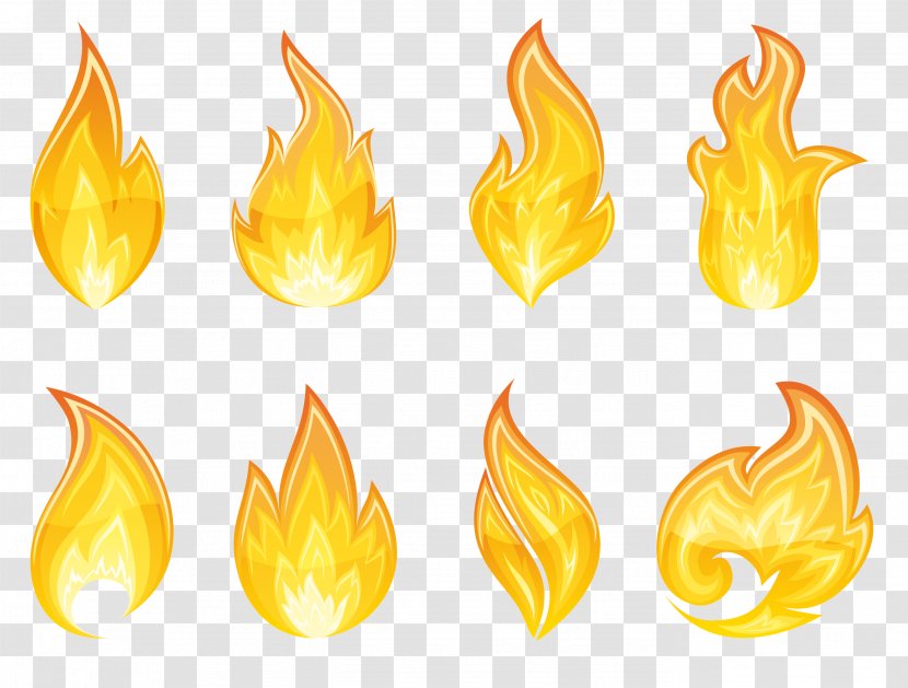 Flame Icon Clip Art - Yellow - Transparent Set Clipart Transparent PNG