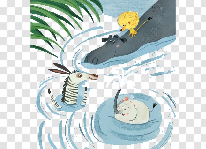 Hippopotamus Elephant Illustration - Fiction - Circus Painted River Transparent PNG