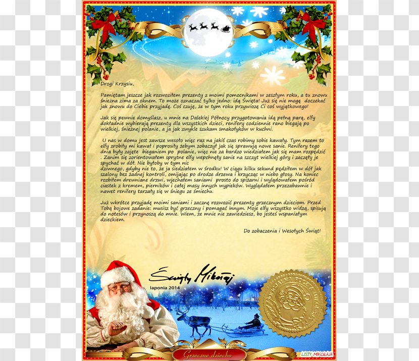 Santa Claus Secret Letter Christmas Child - Yule Transparent PNG