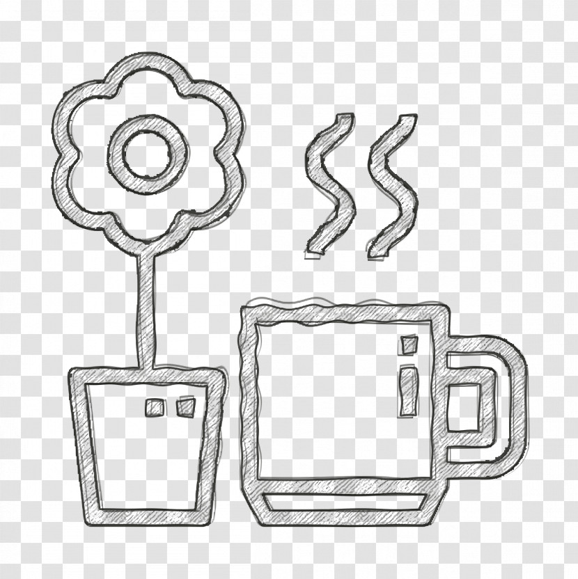 Office Stationery Icon Coffee Cup Icon Flower Icon Transparent PNG