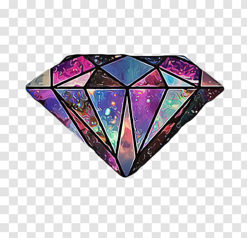 Purple Diamond Stained Glass Triangle - Jewellery Fashion Accessory Transparent PNG