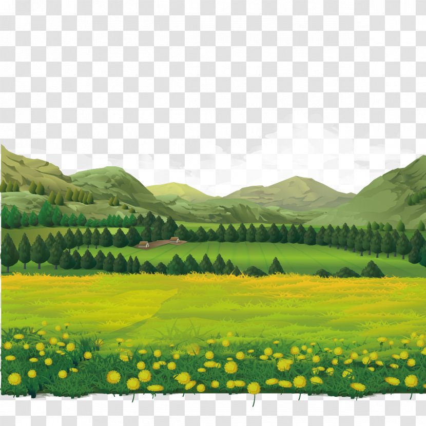 Landscape Theatrical Scenery - Meadow - Rural Field Flowers Transparent PNG