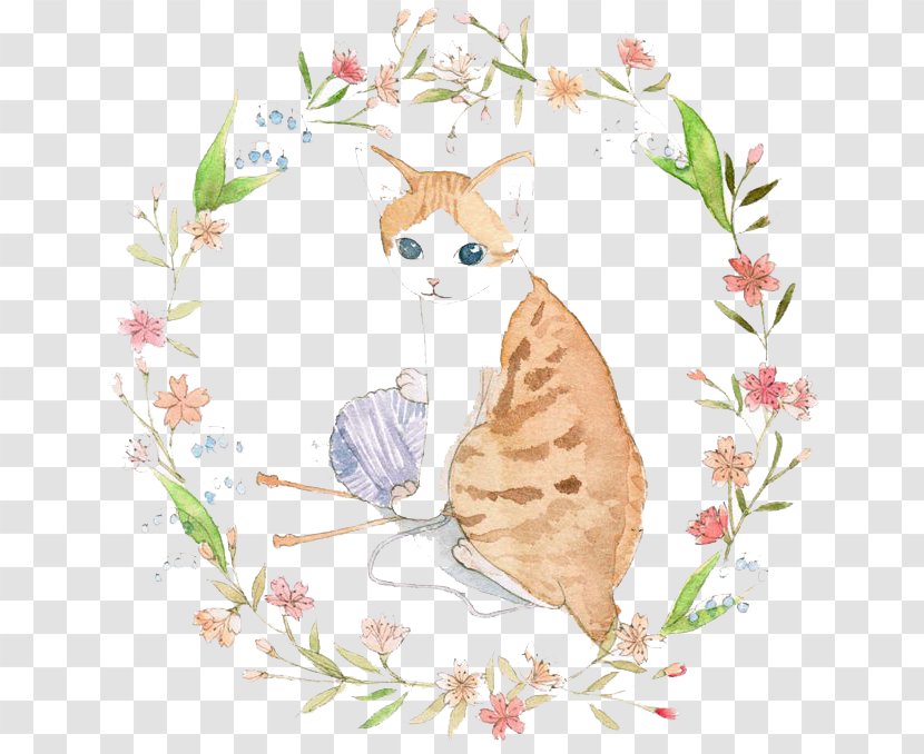 Cat Watercolor Painting - Fauna Transparent PNG