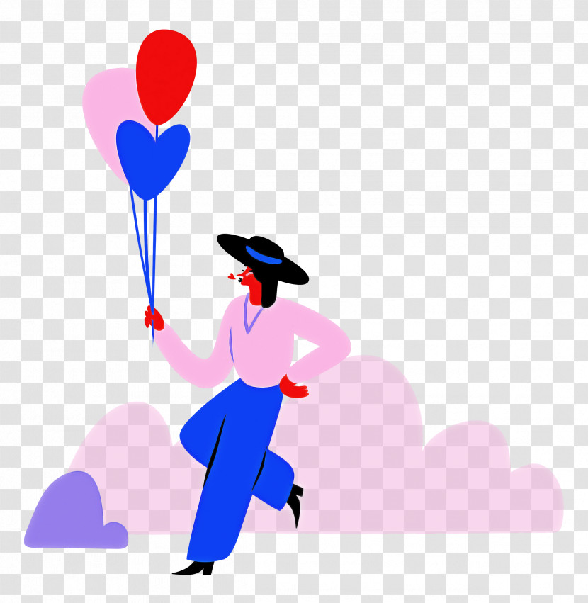 Park Walking Holding Balloons Transparent PNG