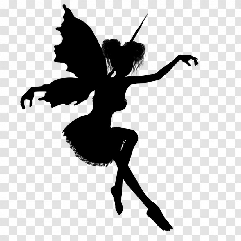 Tinker Bell Peter Pan Tooth Fairy Silhouette - Black And White Transparent PNG