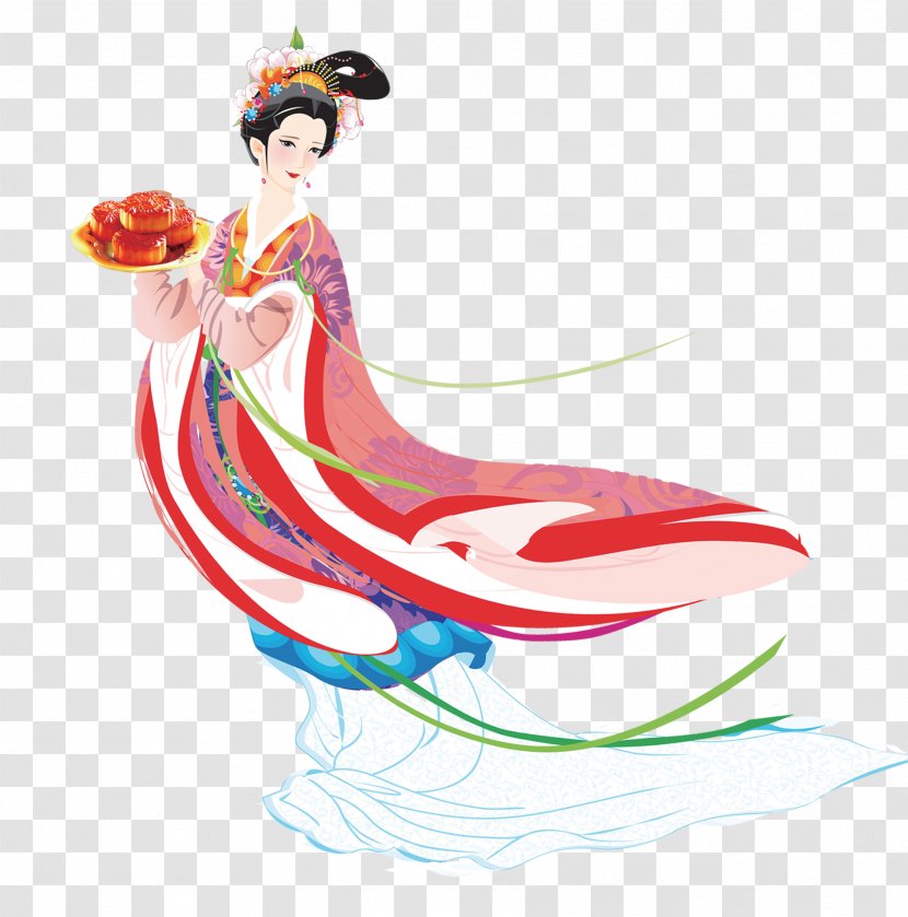 Mooncake China Mid-Autumn Festival Change - Cartoon - Fairy Transparent PNG