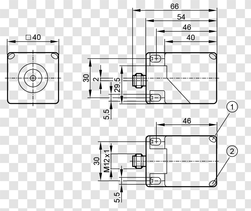 Inductive Sensor Proximity Turck IP Code - Area - Installation Drawing Transparent PNG