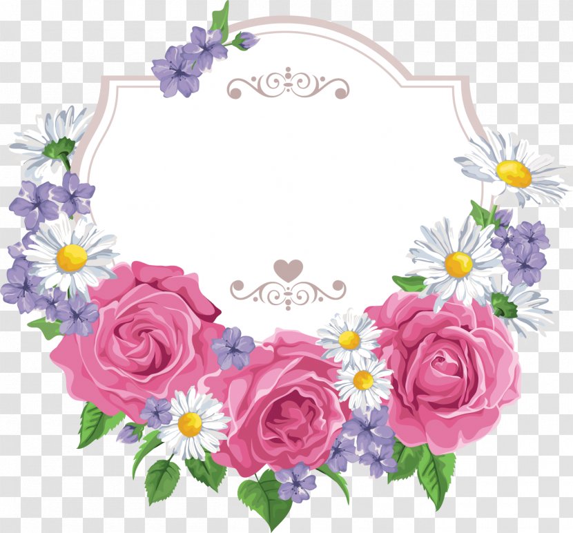 Flower Cartoon Greeting Card - Border Transparent PNG