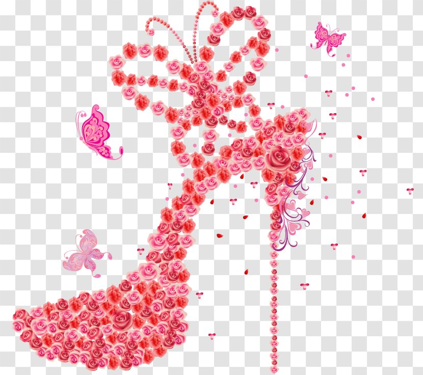 High-heeled Footwear Rose Shoe Clip Art - High Heels Transparent PNG