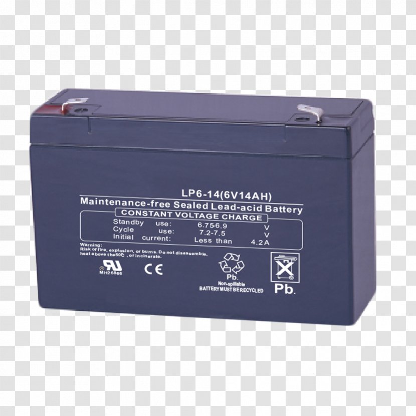 Electric Battery VRLA Ampere Hour Volt Rechargeable - Computer Component - Leadacid Transparent PNG