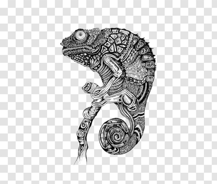 Chameleons Lizard Drawing Tattoo - Art - Chameleon Pattern Transparent PNG