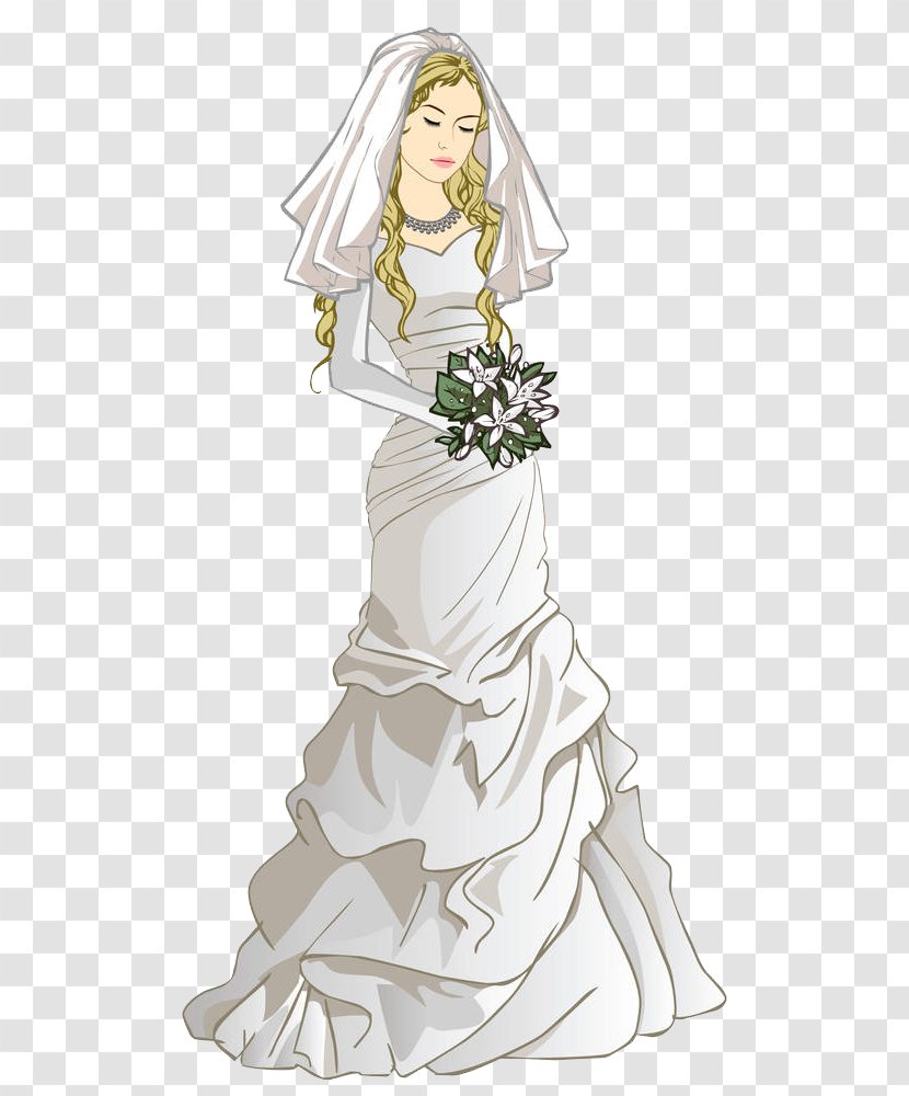 Bride Wedding Flower Bouquet Drawing - Cartoon - Brides In Low Spirits Transparent PNG