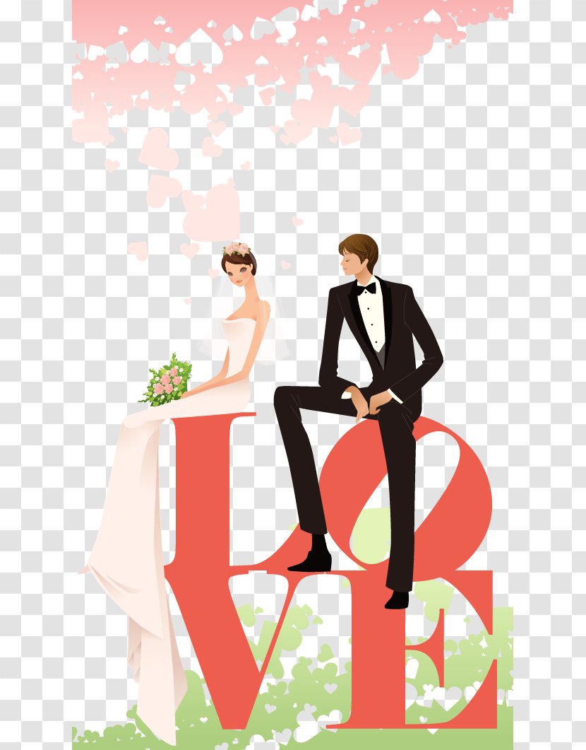 Wedding Invitation Bride Clip Art - Flower - The And Groom Word Love Vector Material Transparent PNG