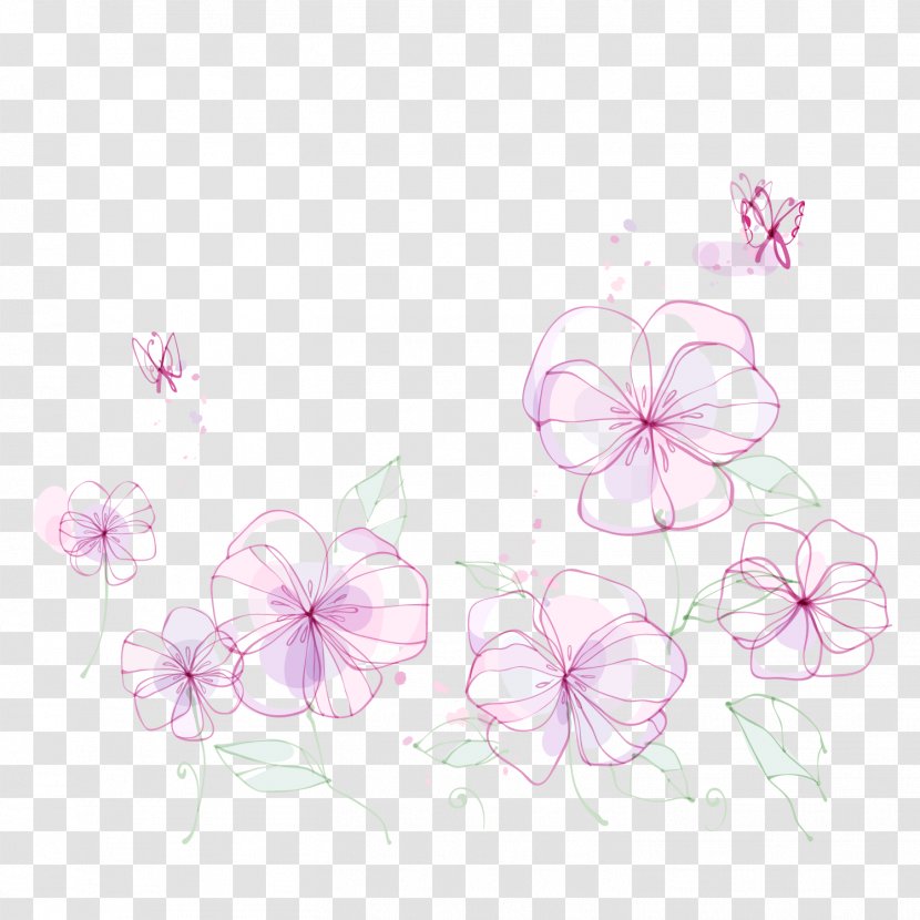 Common Sunflower Euclidean Vector Line - Flora - Water Painted Pink Flowers Transparent PNG
